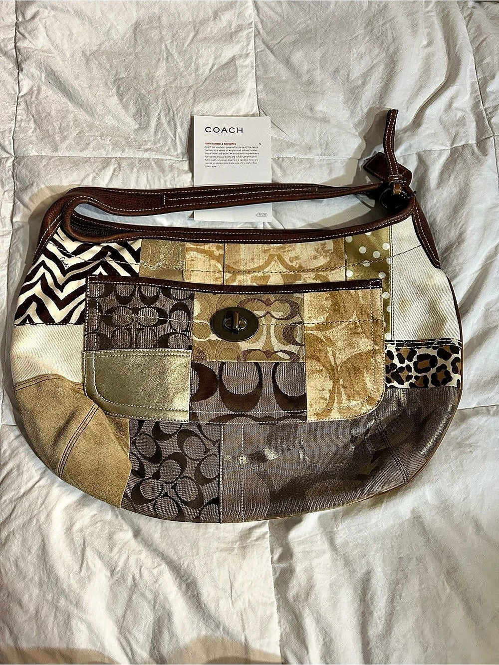 Coach Bleecker Legacy Patchwork Hobo in Brown & Cream